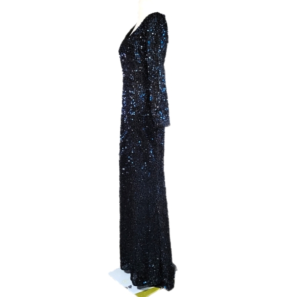 NWT Ieena for Mac Duggal 26445 Long Sleeve Sequin Gown in Midnight Sz 4 - Picture 5 of 13